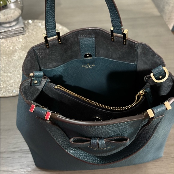 EUC - Kate Spade Teal Blue Bag with detachable Crossbody Strap - Picture 9 of 15